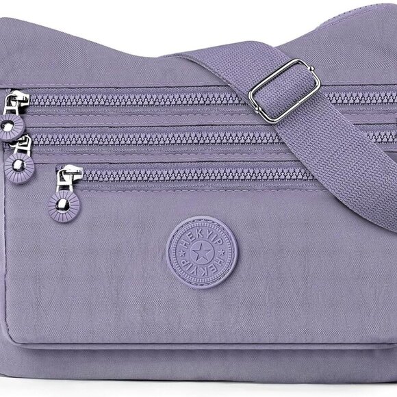 Accessories - Women's Waterproof Nylon Crossbody Bag with Multiple Pockets and Adjustable Stra